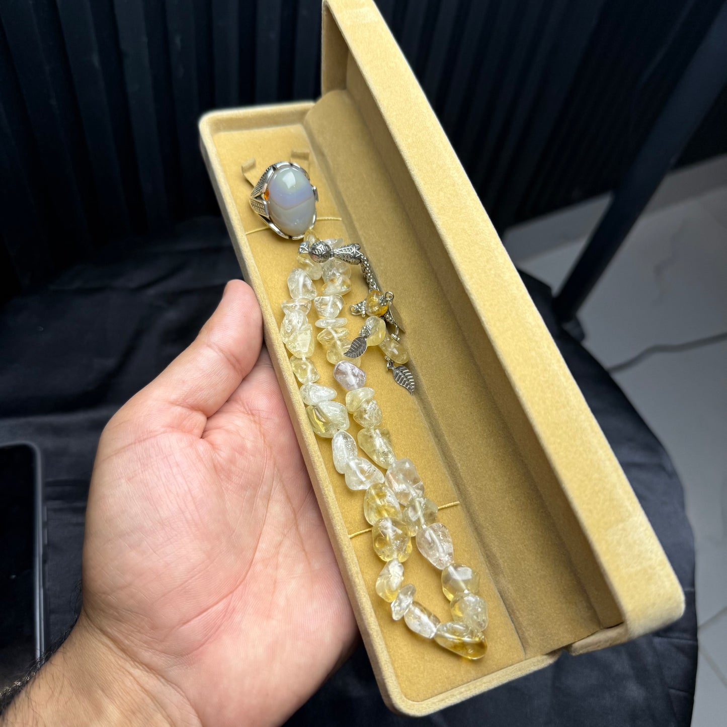 Dur-e-Najaf Stone Tasbih with Shejri Aqeeq Tasbih – Double Tasbih Deal