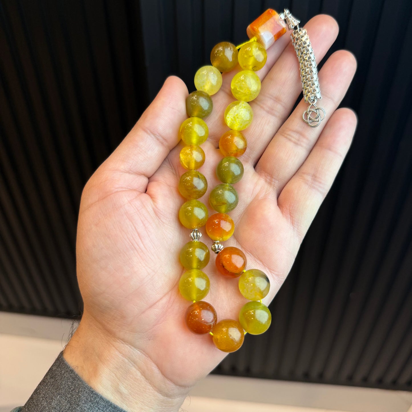 Premium Natural Orange Aqeeq Tasbih | Handcrafted Stone Tasbih