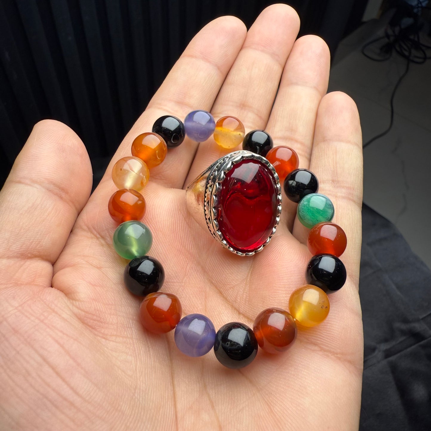 Mix Aqeeq Bracelet with Anari Yaqoot Bracelet – Dual Stone Set