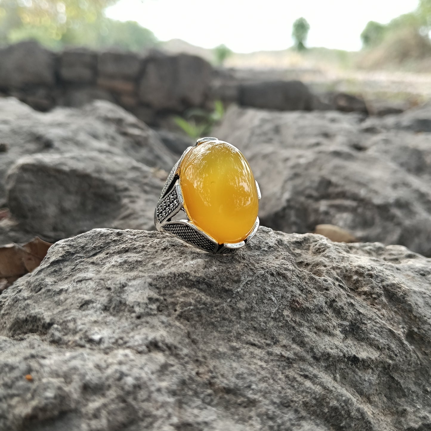 Beautiful Zard aqeeq Yellow Turkish Ring with free home delivery