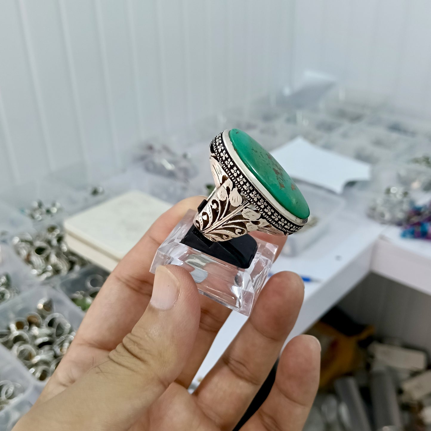 Rare Hussani Feroza Aqeeq Ring from Iran – Top Quality Silver(payment advance)