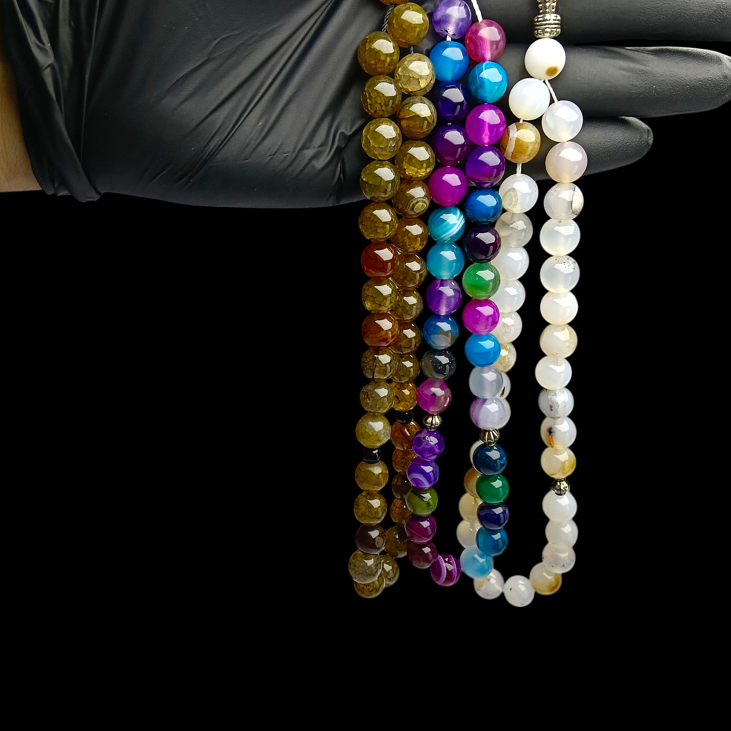 3-Stone Tasbih Deal – Mixed Colour Aqeeq, Sulaimani & Shejri Aqeeq