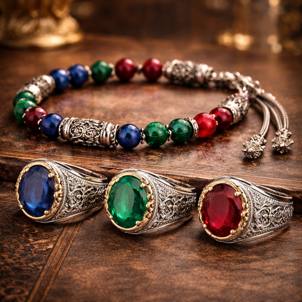 Stone Bracelet + Ring – Elegant Unisex Combo