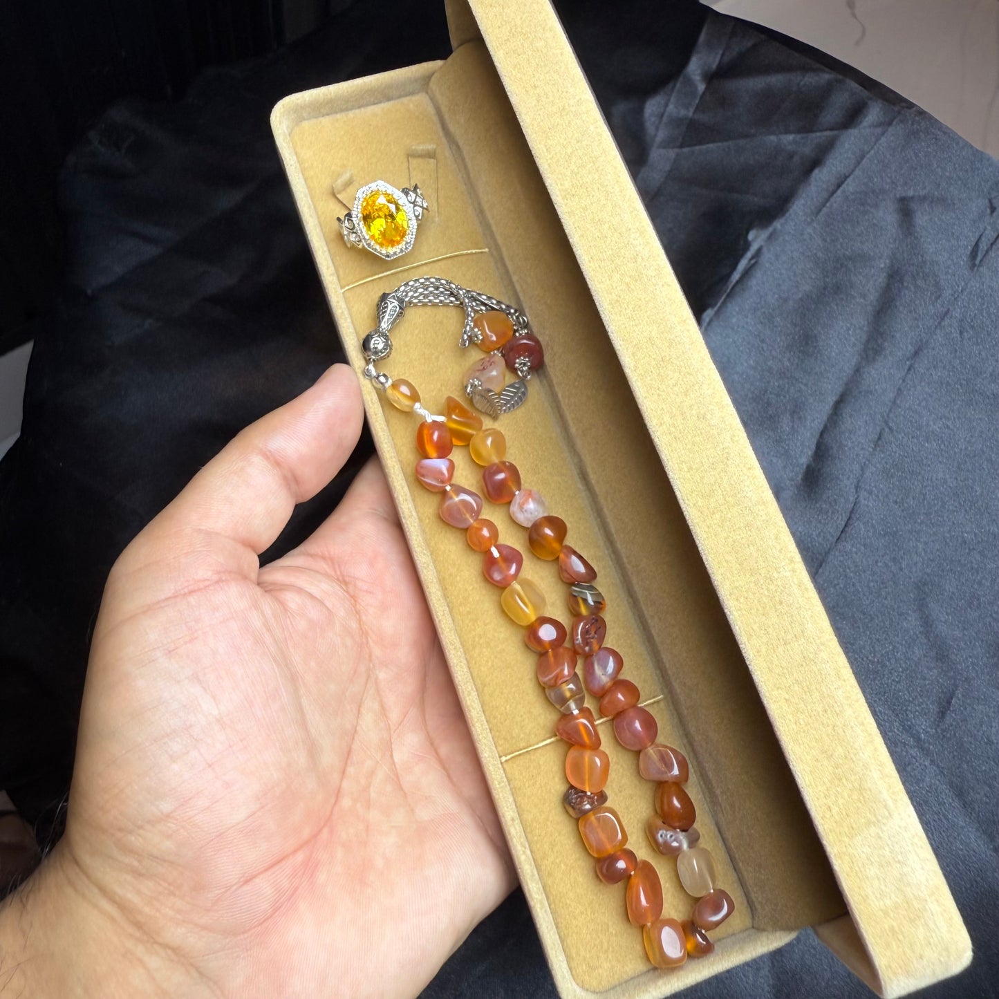 Pukrage Clone Ring with Yammni Aqeeq Tasbih – Exclusive Stone Set