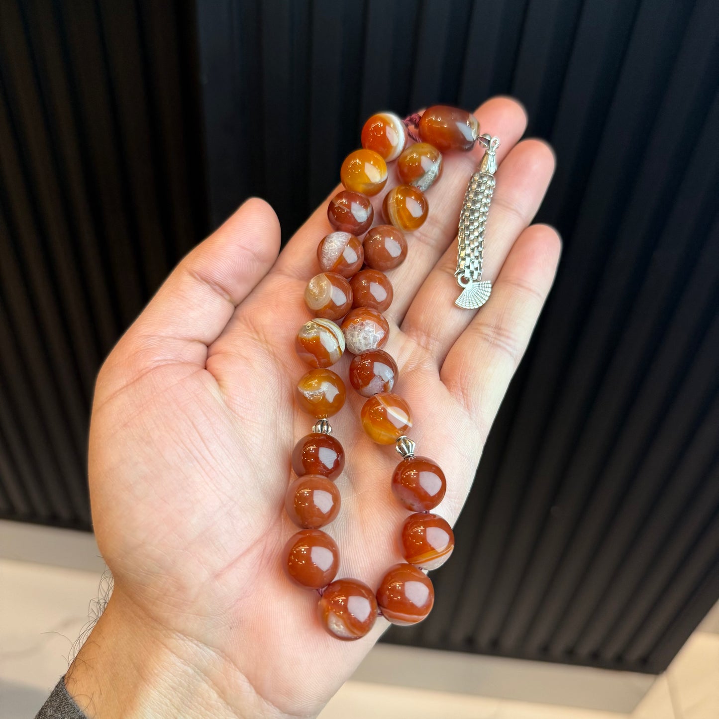 Premium Natural Yemeni Aqeeq Tasbih Classic | Handcrafted Stone Tasbih
