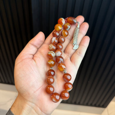 Premium Natural Yemeni Aqeeq Tasbih Classic | Handcrafted Stone Tasbih