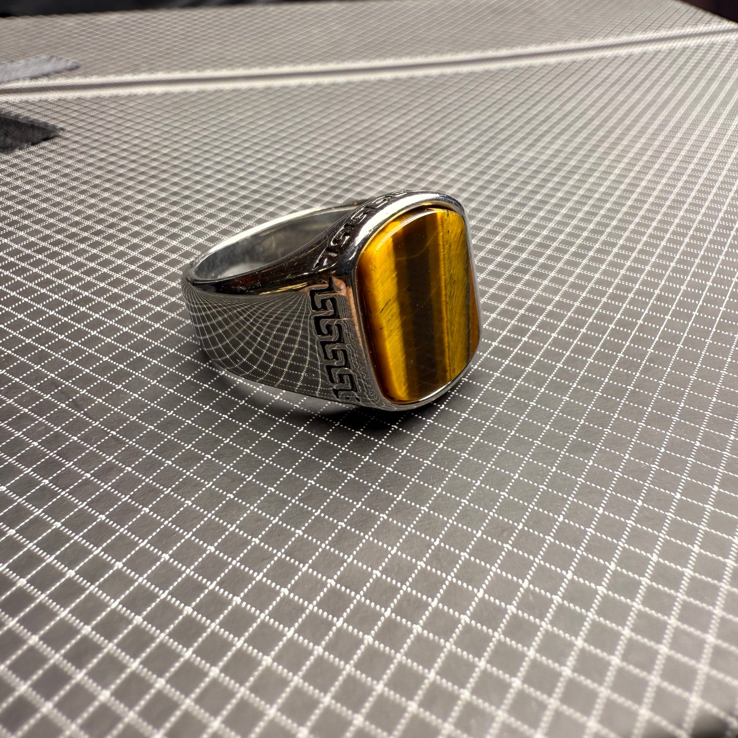 Italian Stainless Steel Tiger Aqeeq Ring with Free Home Delivery