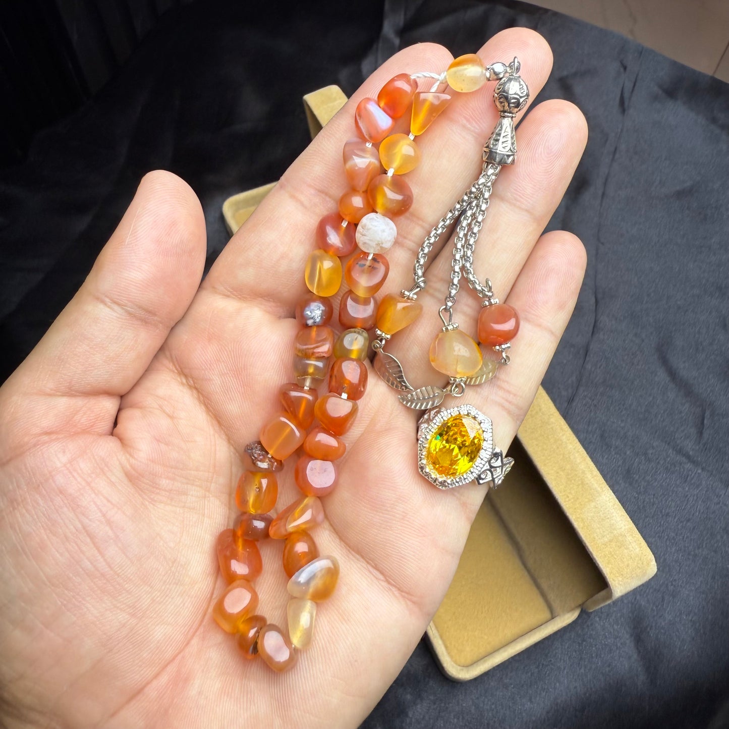 Pukrage Clone Ring with Yammni Aqeeq Tasbih – Exclusive Stone Set