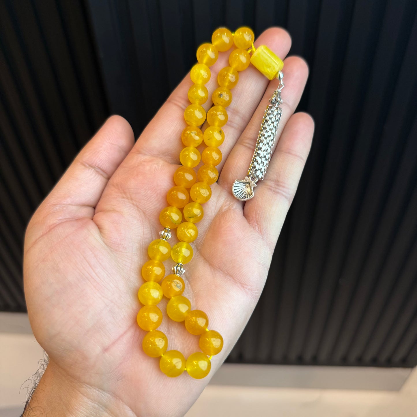 Premium Natural Zard Aqeeq Tasbih | Handcrafted Stone Tasbih