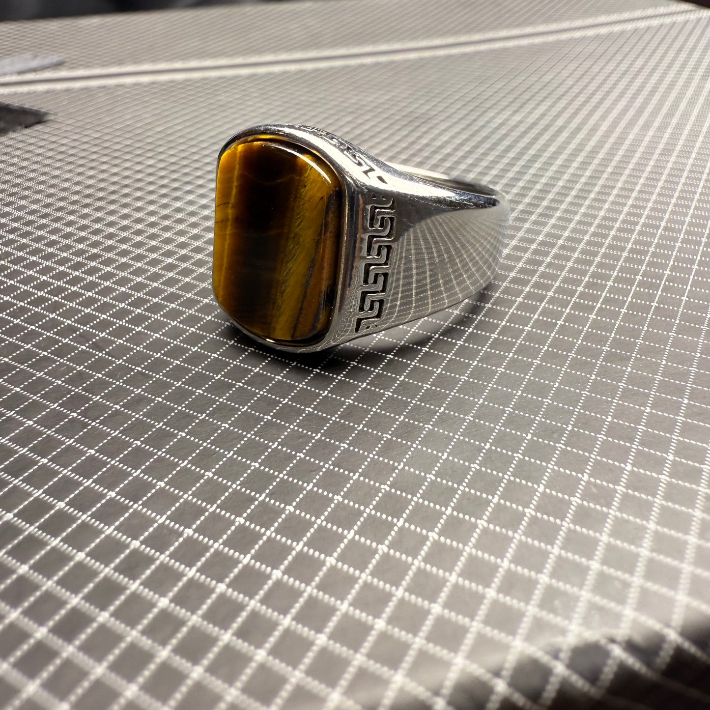 Italian Stainless Steel Tiger Aqeeq Ring with Free Home Delivery