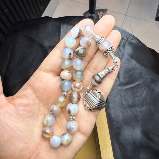 Shejri Aqeeq Ring with Matching Shejri Aqeeq Tasbih – Special Stone Deal