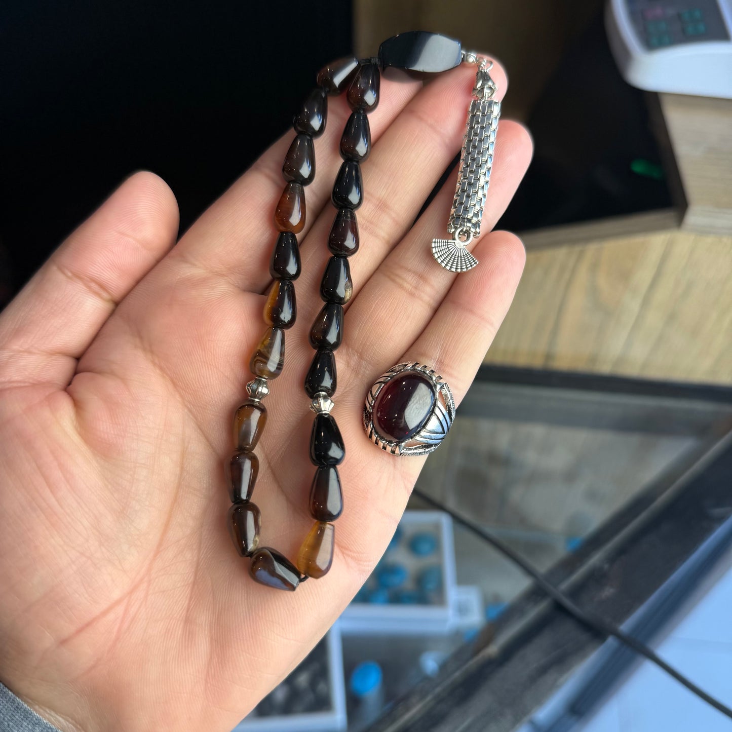 Sulamni stone Ring with Black Antique Sulaimani