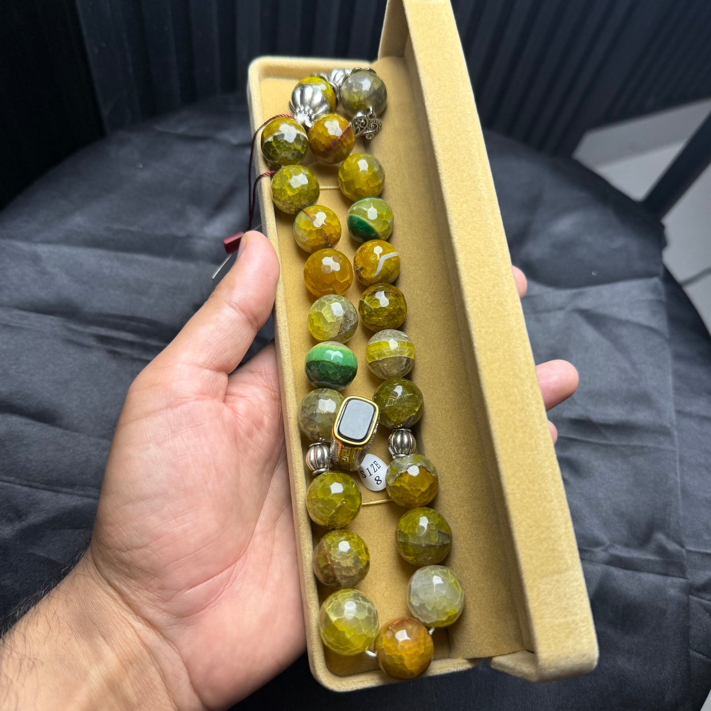 Antique Rare Stone Tasbih with Black Aqeeq Ring – Classic Stone Set