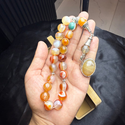 Yammni Aqeeq Tasbih with Yammni Aqeeq Ring – Original Stone Set