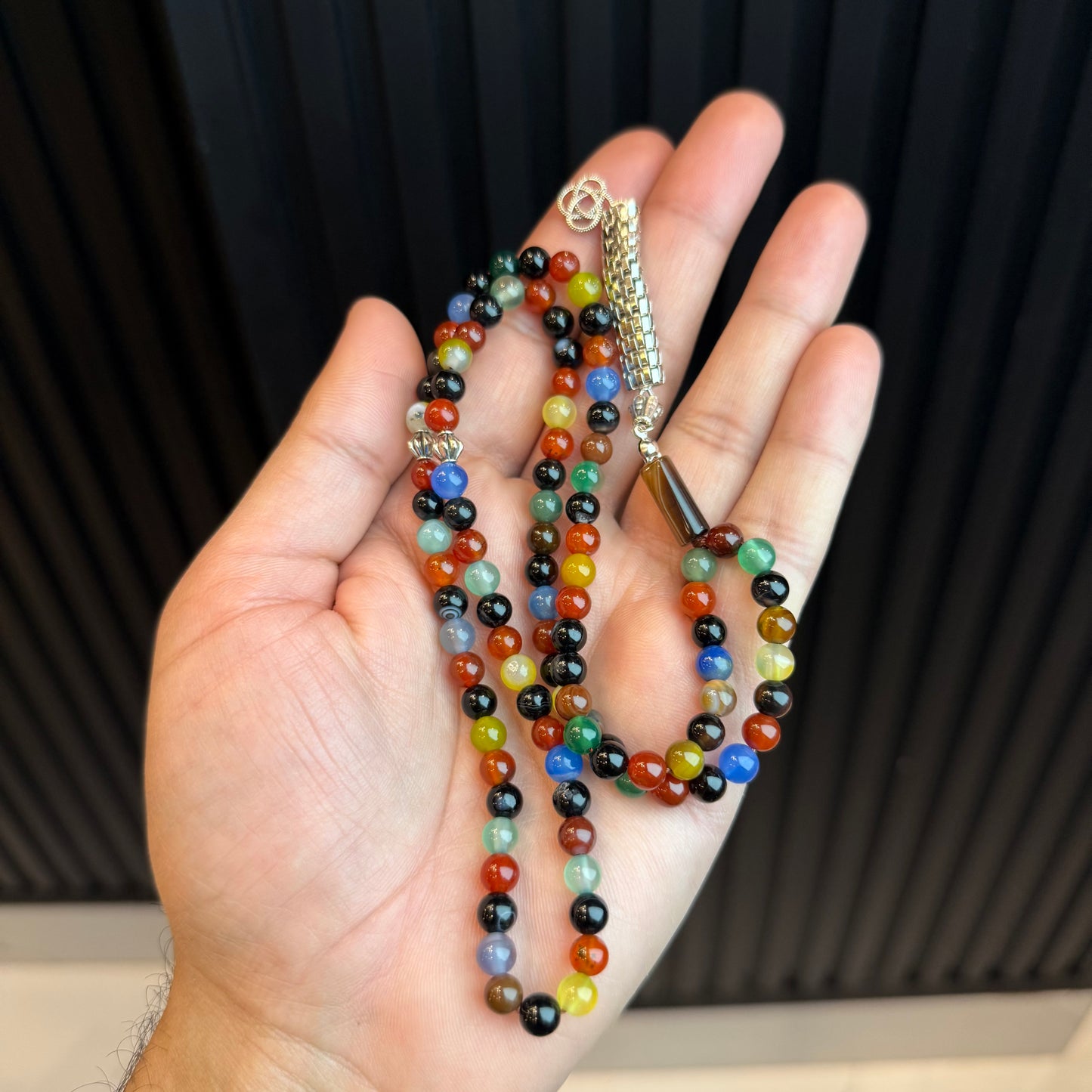 Premium Natural Mix Colour Tasbih (100 Beads) | Handcrafted Stone Tasbih