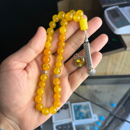 Special Deal – Zard Aqeeq Tasbih with Turkish Pukraj Ring | Free Home Delivery