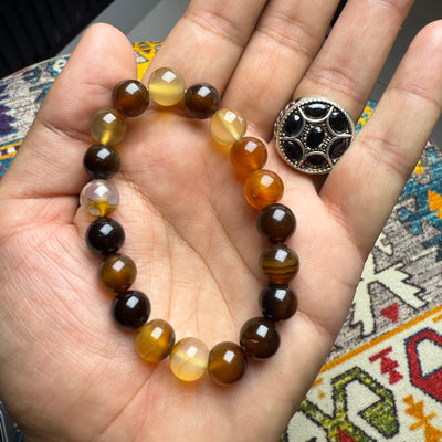 Yammni Aqeeq Bracelet with Black Zircon Ring – Premium Stone Set