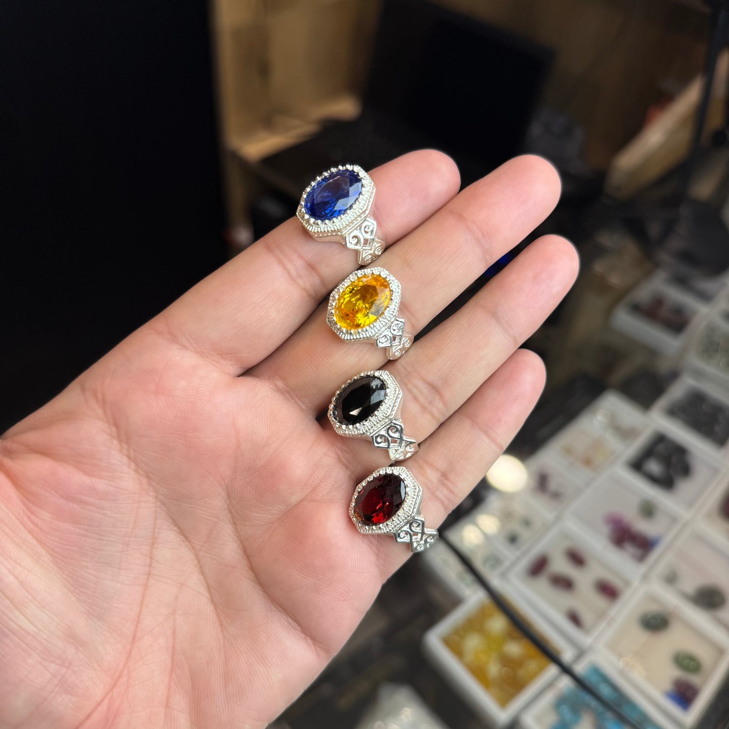 Premium Gemstone Rings Set of 4 – Just ₨1500 with Free Delivery