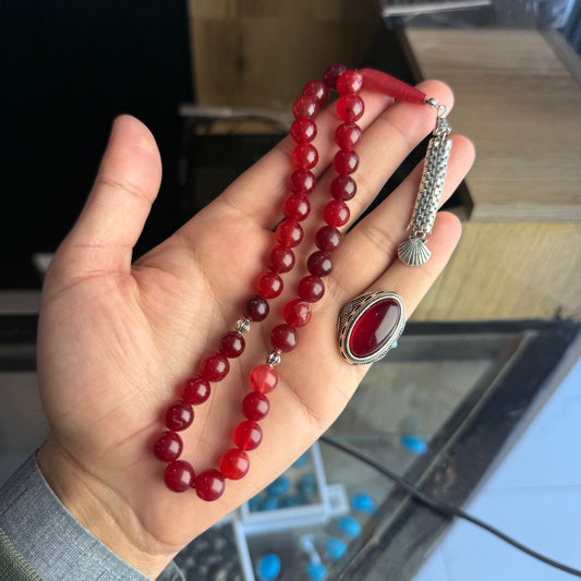 Anari Yaqoot Ring with Anari Yaqoot Tasbih — Deal of 2