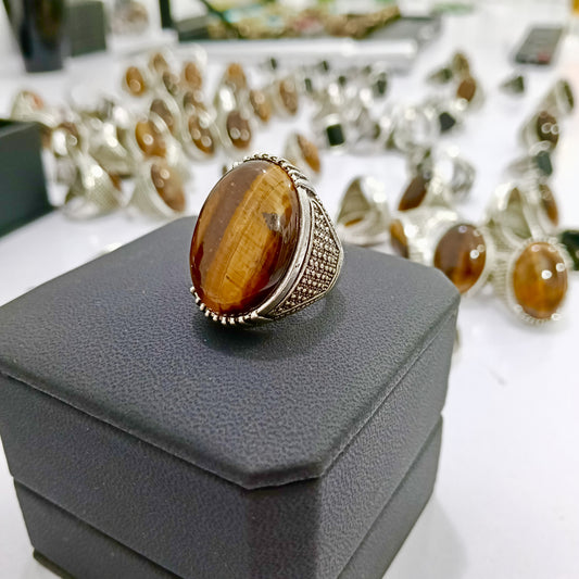 A Beautiful Tiger eye aqeeq Stone Ring with free home delivery