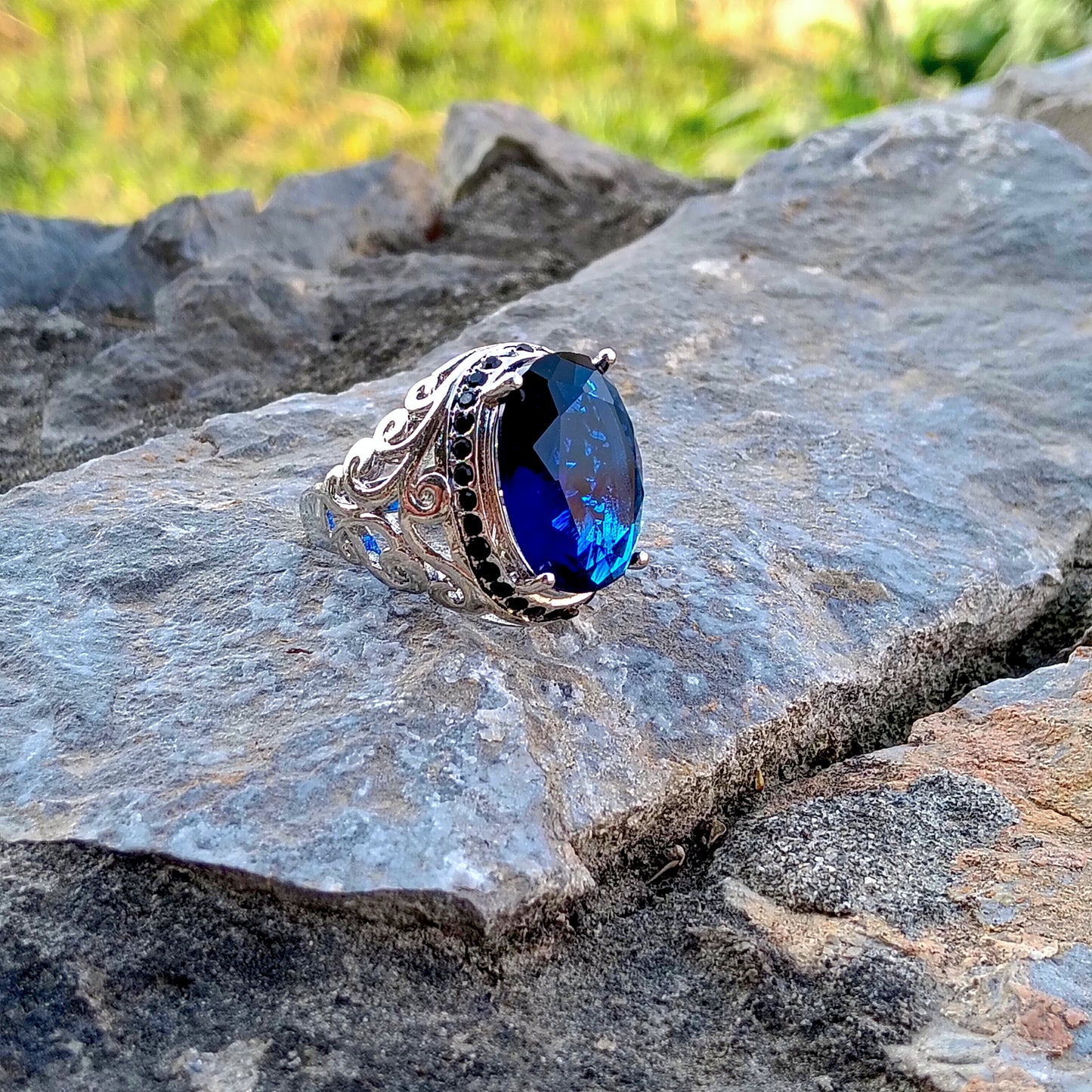 Clone Neelam stone ( Blue sapphire)Ring Top Quality with free home delivery