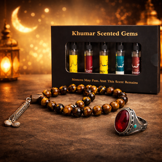 Ramzan Special Deal – Tiger Stone Tasbih + Ring + 5 Perfume Kit