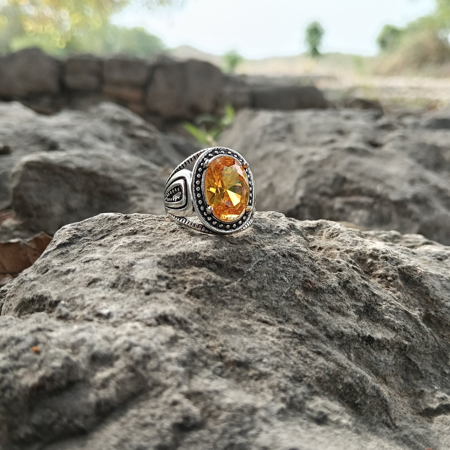 Pokraj stone  Yellow sapphire clone Ring – Order Now with Free Home Delivery