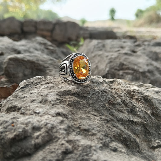 Pokraj stone  Yellow sapphire clone Ring – Order Now with Free Home Delivery