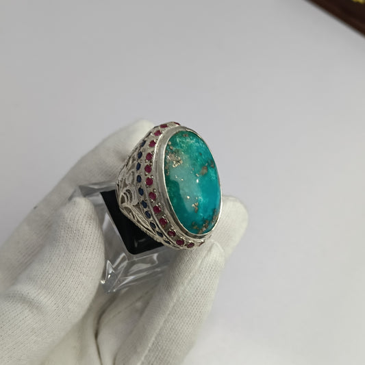 Irani Shejri Feroza Stone Ring in Premium Silver – Advance Payment Only