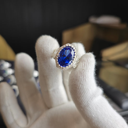 Elegant Blue Neelam‑Clone Ring | Free Home Delivery