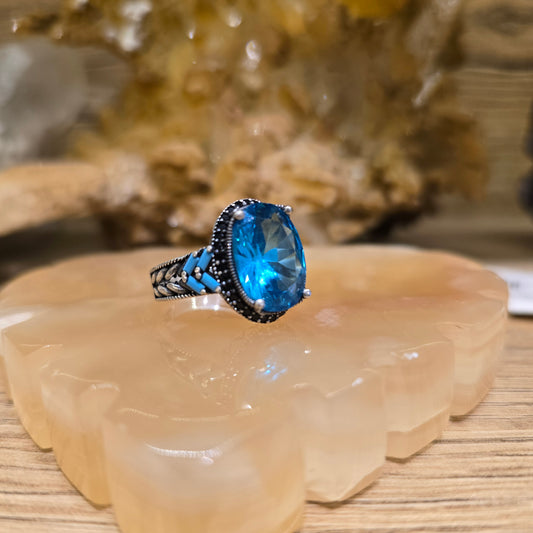 Blue Zircon Stone Ring – Premium Shine | Free Home Delivery
