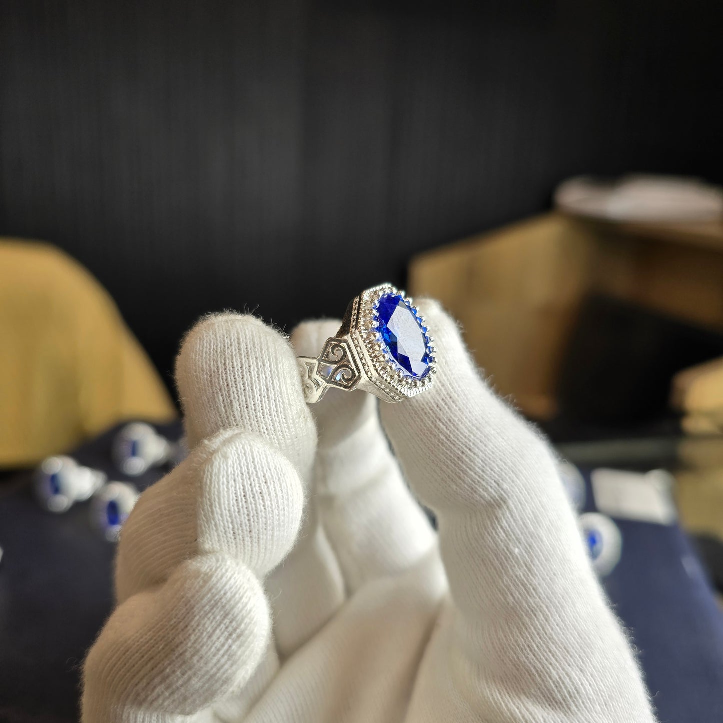 Elegant Blue Neelam‑Clone Ring | Free Home Delivery