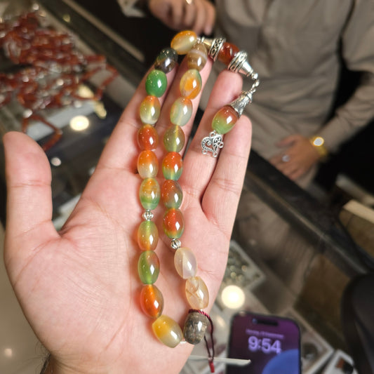 Mix Colour Aqeeq Tasbih – 21 Beads | Free Home Delivery