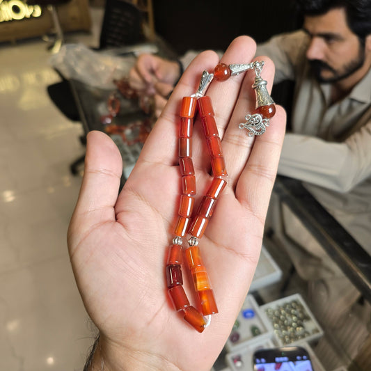 Red Yamni Aqeeq Tasbih – 21 Beads | Free Home Delivery