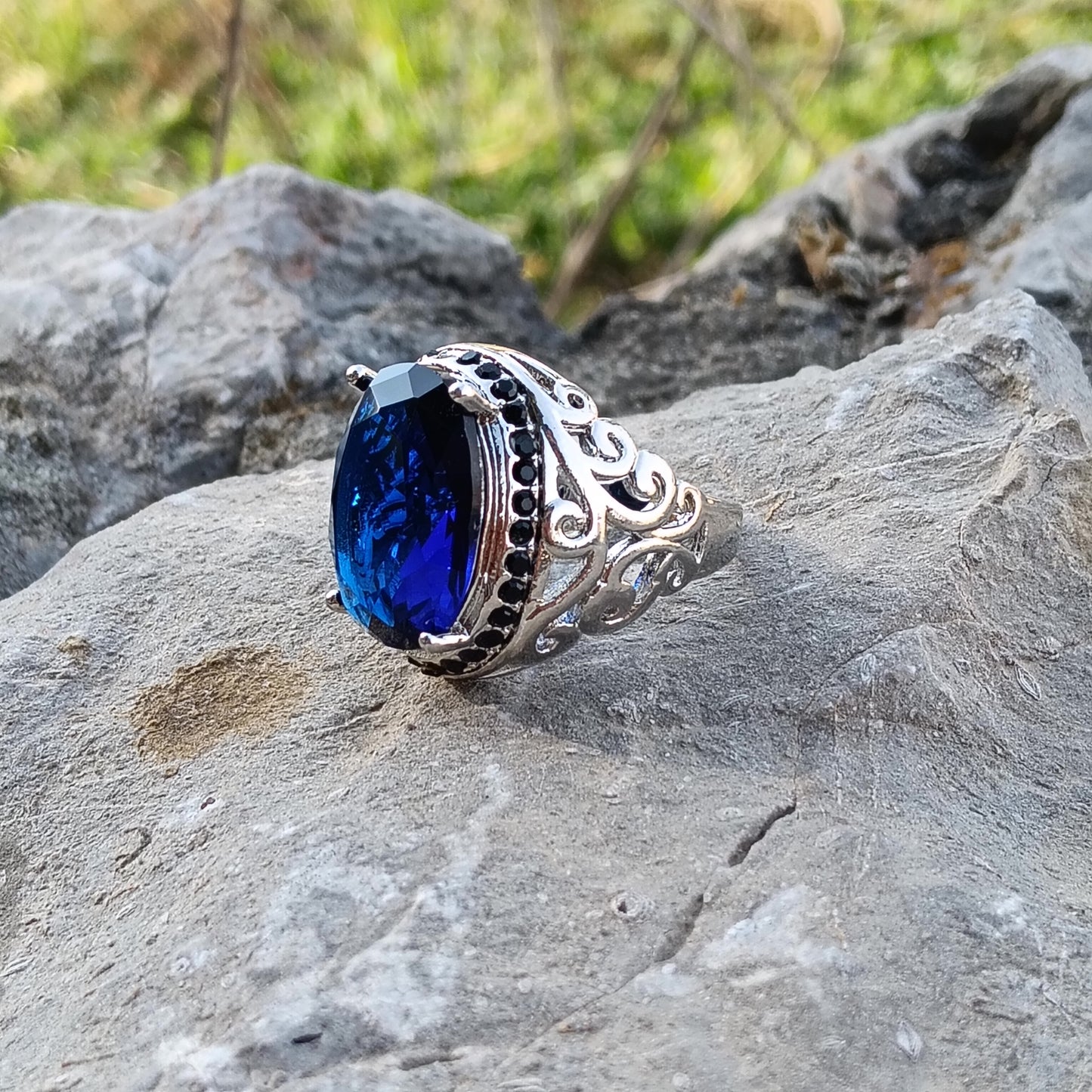 Clone Neelam stone ( Blue sapphire)Ring Top Quality with free home delivery