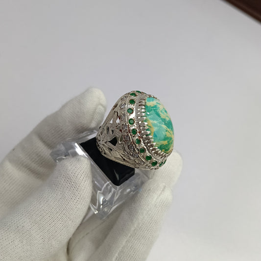 Hussani Feroza Stone Silver Ring – Premium Quality | Advance Payment Only