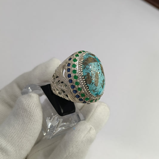 Irani Shejri Feroza Stone Ring in Premium Silver – Advance Payment Only