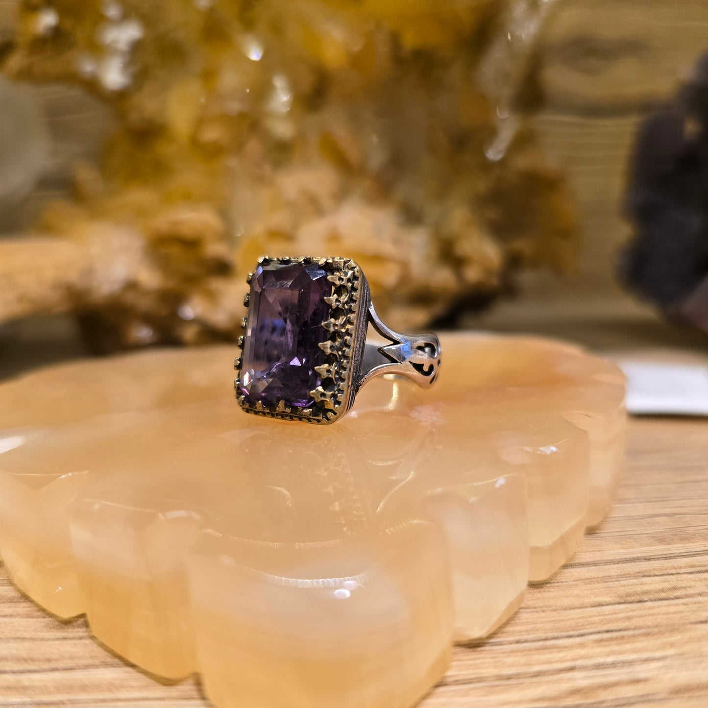 Amethyst Stone Ring in Pure Silver – Free Home Delivery