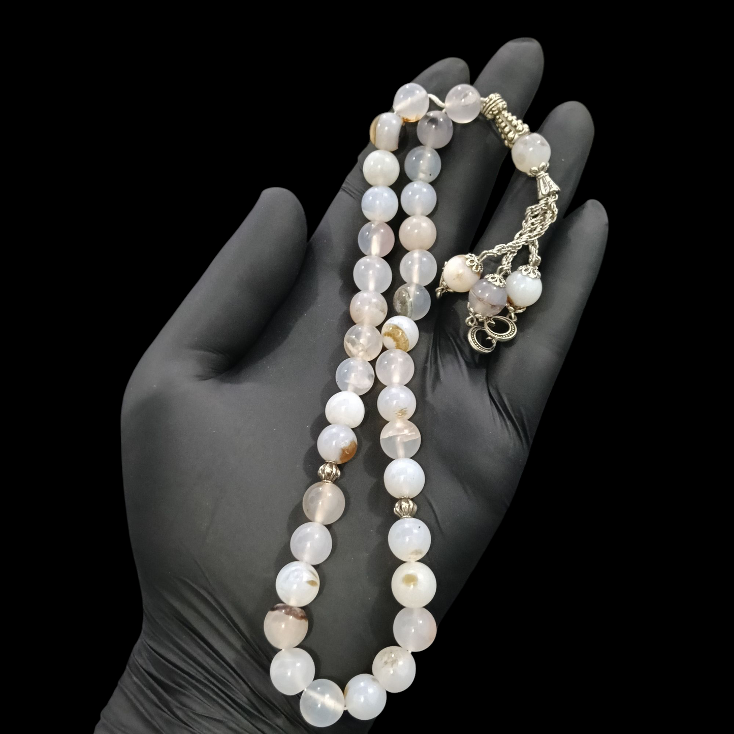 سفید شجری عقیق کی دلکش تسبیح – 33 دانے