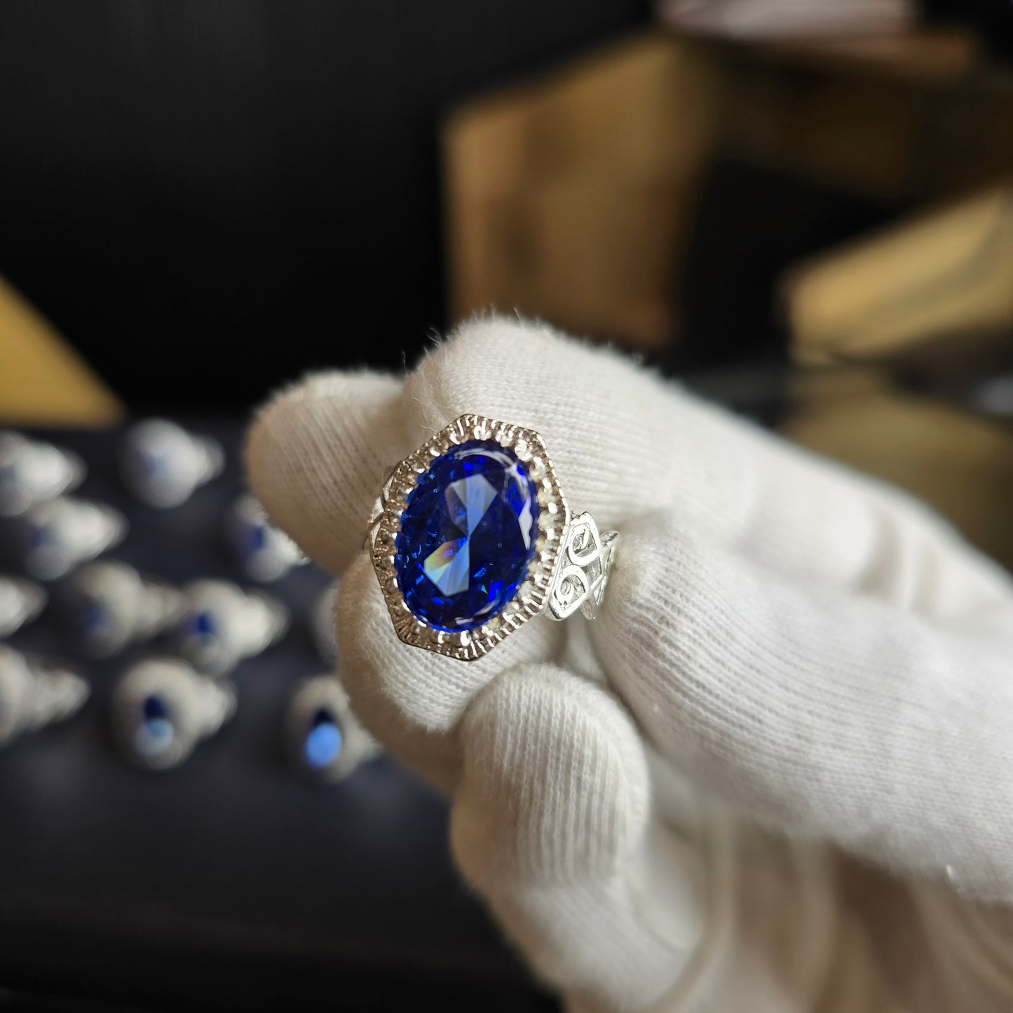 Elegant Blue Neelam‑Clone Ring | Free Home Delivery