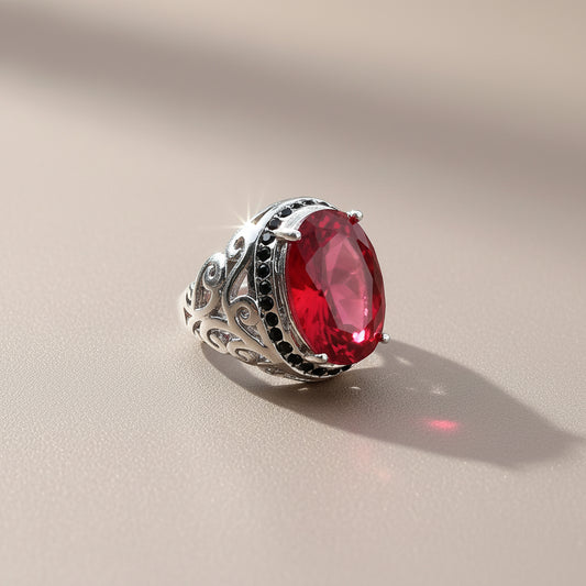 Stunning Irani Yaqoot clone Ring – Rich Red Gemstone for Refined Style