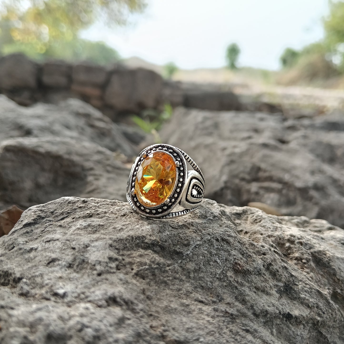 Pokraj stone  Yellow sapphire clone Ring – Order Now with Free Home Delivery