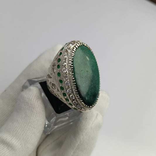 Hussani Feroza Stone Silver Ring – Premium Quality | Advance Payment Only