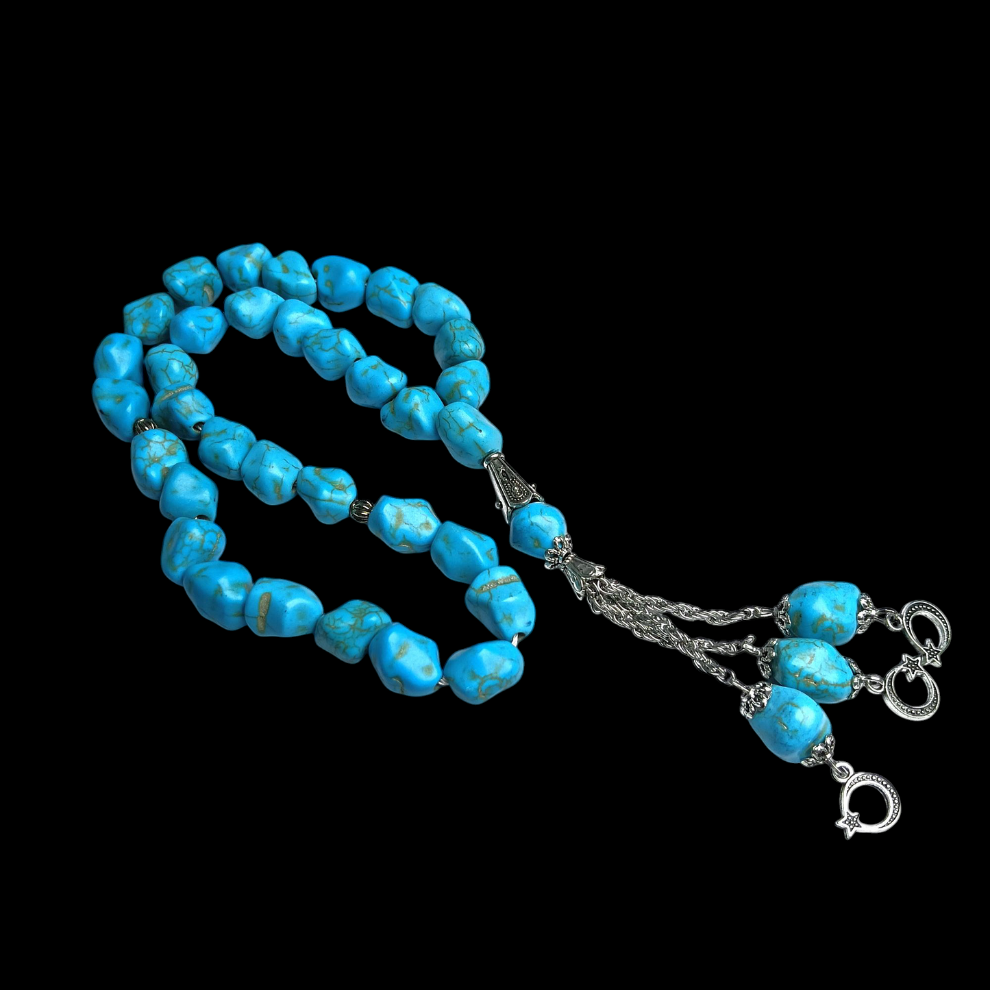 خالص فیروزی پتھر سے بنی خوبصورت تسبیح – 33 دانے، ابھی آرڈر کریں