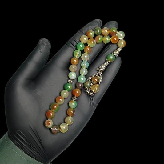 قدرتی سبز عقیق کی روحانی تسبیح – 33 دانے