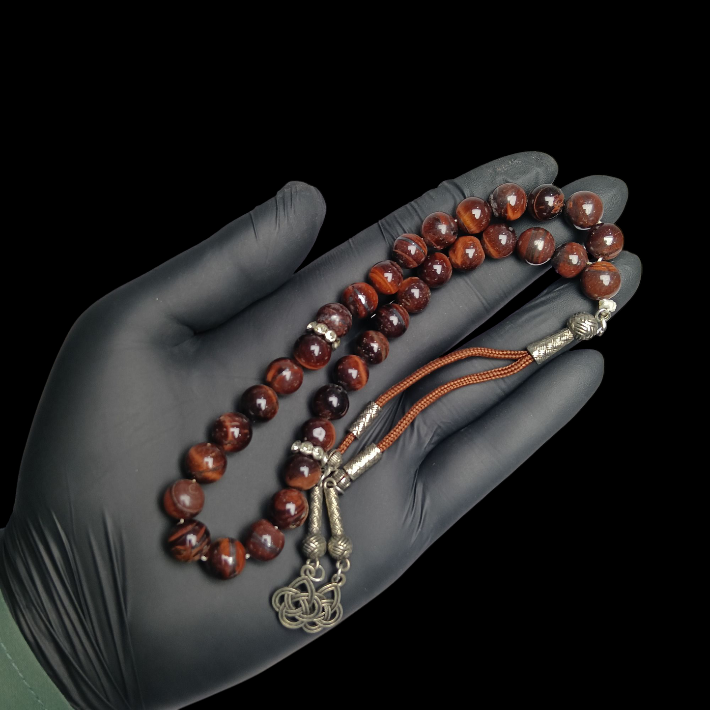 براؤن ٹائیگر عقیق کی قدرتی اور باوقار تسبیح – 33 دانے