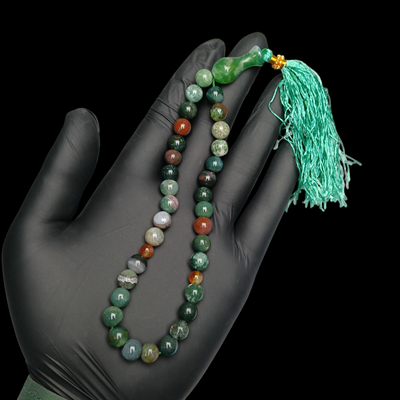 💚 قدرتی سبز عقیق کی روحانی تسبیح – 33 دانے 💚