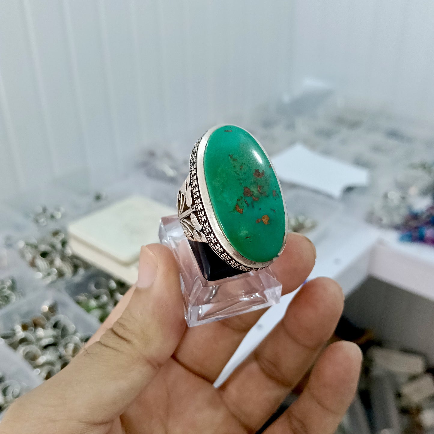Rare Hussani Feroza Aqeeq Ring from Iran – Top Quality Silver(payment advance)