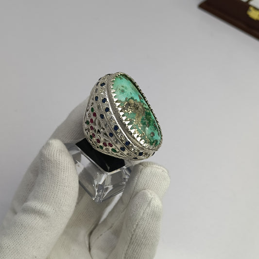 Hussani Feroza Stone Silver Ring – Premium Quality | Advance Payment Only