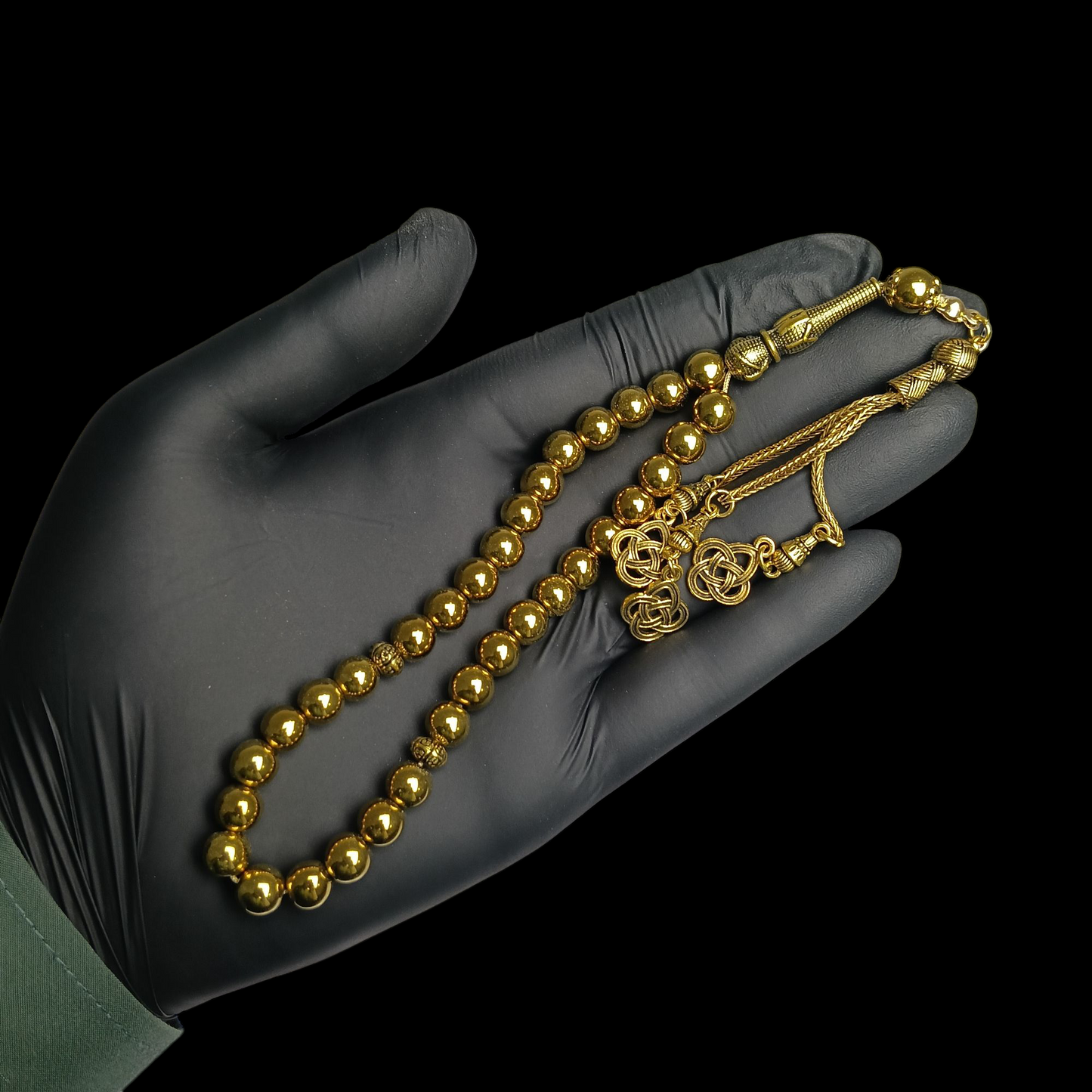 سنہری ہیماٹائٹ پتھر کی خوبصورت تسبیح – 33 دانے